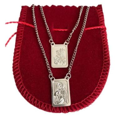 Imagem de Colar Corrente 70Cm Escapulário Placa São Jorge Aço Inox - Ben Folhead