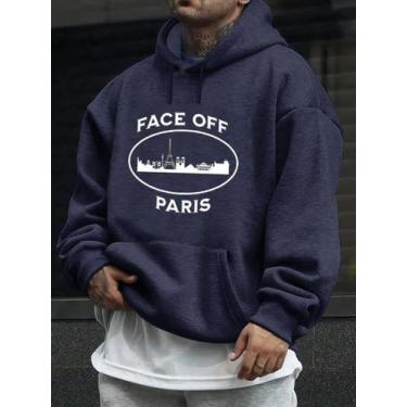 Imagem de Blusa Masculina Moletom Face Off Basico Minimalista Paris - Qualidade 