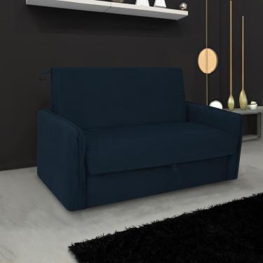 Imagem de Sofá Cama Para Sala De Estar Zaia Com Baú Suede Matrix - Azul Azul