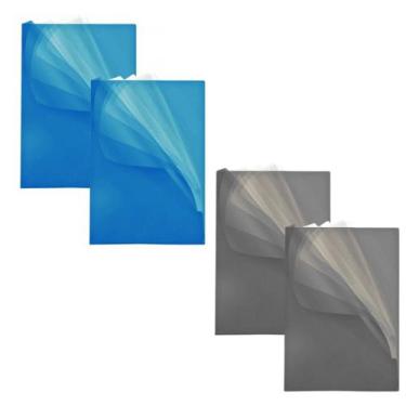 Imagem de Kit Pasta L A4 Cores a escolher - ACP, 2 AZUL + 2 FUMÊ