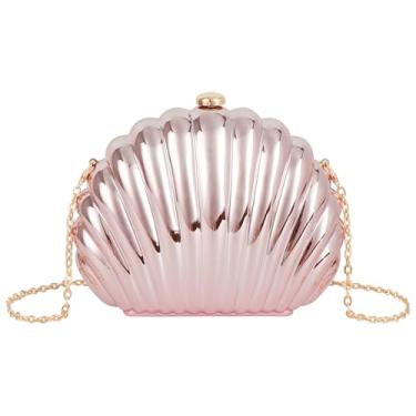 Imagem de Bolsa feminina Seashell Evening Bag Mermaid Chain Strap Clutch Shoulder Bag, 011-rosa
