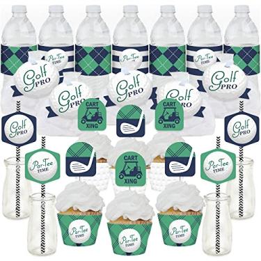 Imagem de Big Dot of Happiness Par-Tee Time – Golf – Kit de lembrancinhas de festa de aniversário ou aposentadoria e cupcake – Fabuloso pacote de lembrancinhas – 100 peças