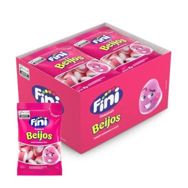 Imagem de Bala Doce Fini Beijo Morango, 80g, Caixa com 12 Unidades,