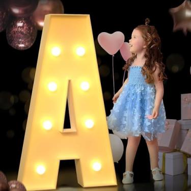 Imagem de Letras iluminadas, letreiro de LED com 26 letras, decoração de parede com alfabeto para festa em casa, bar, casamento, aniversário, festival, operado por bateria