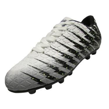 Imagem de Chuteiras de futebol infantil Vizari Bolt FG, chuteiras de futebol de chão firme para crianças (12, branco/preto/prata)