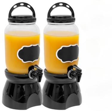 Imagem de Suqueira Plástica com Suporte de mesa para Refrescos Água saborizada Drinks Chás(2,PRETO)