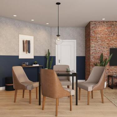 Imagem de Conjunto com 2 Cadeiras de Jantar Safira II Imbuia e Off White - Mobly