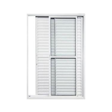 Imagem de Porta Balcão De Alumínio 3 Folhas 210 X 160cm Com Fechadura Linha 25 Esquadrias Bergamo Branco
