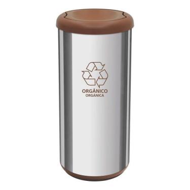 Imagem de Lixeira Cápsula Tramontina Com Tampa Basculante Selecta Plus 94539-203 Inox Com Marrom