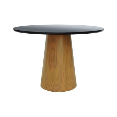 Imagem de Mesa De Jantar Tampo Em Vidro Base Cone Laminado Cinamomo Natural Tampo 120 Preto-vidro Preto