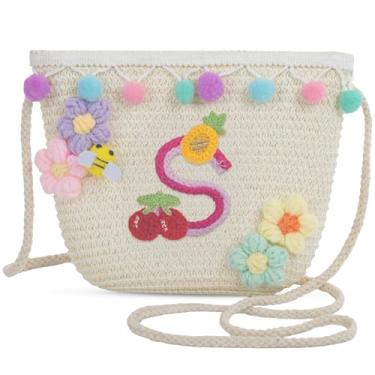 Imagem de Sacola feminina de praia de verão de palha pequena com letras 2025, bolsa de praia de palha de tecido para mulheres 2025 (P, branca), Branco