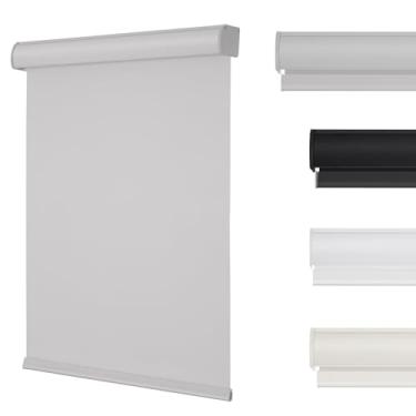 Imagem de Changshade Persianas de rolo blackout sem fio com sanefa, escurecimento de ambiente, fácil instalação, persianas de tecido para casa, quarto e escritório, 51 cm L x 183 cm A, cinza