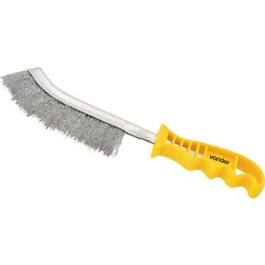 Imagem de Escova Aço Manual Limpa Grelha Fogão Lenha Cerdas Longa Cabo de Plásti