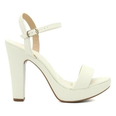 Imagem de Sandália Feminina Original Via Uno Salto Grosso Fivela 021, 35, Off, W