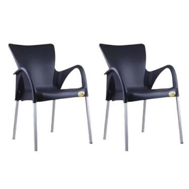 Imagem de Kit 2 Cadeiras Setúbal Preta Confortável Com Braço Poltrona - homeland