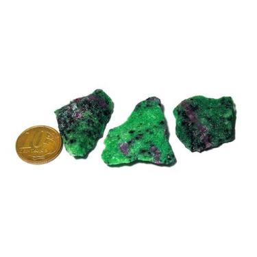Imagem de 03 Rubi na Zoisita Pedra Bruto Natural 8g 2 a 4cm Classe B - Cristaisd
