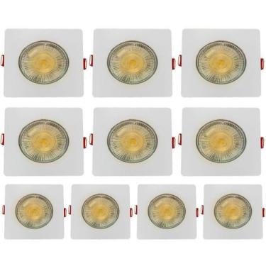Imagem de 10 Spot Led 5w Quadrado Embutir Luz Amarela 3000k Luminária Gesso Avan
