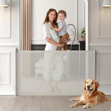 Imagem de Aomloge Portão Retrátil Para Bebês, Portões Extra Altos Escadas, Portas Cães Com Segurança Extensível Até 38 X 55 Pol., Branco