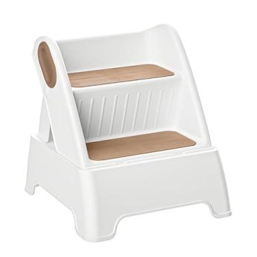 Imagem de BORVSOT Banco De Dois Degraus Para Crianças, Dobrável 2 Antiderrapante Com Alças, Pia Banheiro Infantil, Quarto, Treinamento Usar O Penico, Cozinha