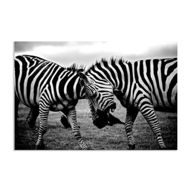 Imagem de SDYJ6GSW Imagens de animais preto e branco para decoração de parede Duas zebras desenho de animal preto e branco impressão imagem de cavalo pintura de parede zebra decoração de parede para sala de