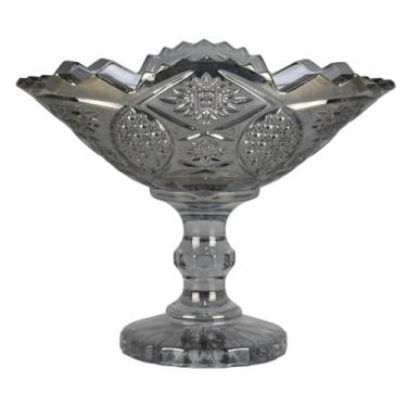 Imagem de Taça Oval em Vidro Lapidado, Decorativa com Base Alta, Estilo Vintage