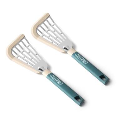 Imagem de Cosamtec Espátula de peixe de silicone com borda curva flexível com fenda para panelas antiaderentes ovo panqueca flipper com alça de nylon resistente ao calor