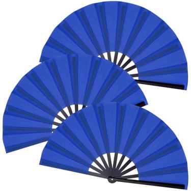Imagem de Marrywindix 3 peças grande ventilador dobrável chinês grande leques de palmas portáteis para homens e mulheres linha de desempenho decorações de dança evento festa festival artesanato botas de