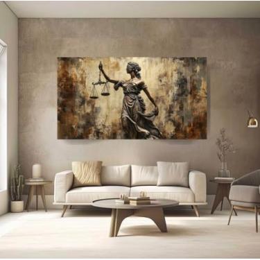 Imagem de Quadro Decorativo 90x60 Estátua Themis Dama da Justiça Impresso em Tela Canvas Bordas Infinitas