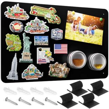 Imagem de MaxGear Quadro magnético de 44,5 cm x 29 cm quadro de avisos magnético de metal preto para parede, geladeira, notas de exibição de quadro magnético, fotos e mais - Inclui fita de bloqueio duplo e