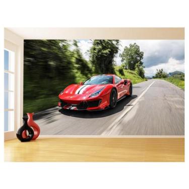 Imagem de Papel De Parede 3D Carro Ferrari Vermelha Pista 3,5M Car115 - Você Dec