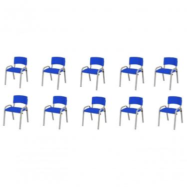 Imagem de Kit 10 Cadeira Iso Infantil Creche, Escola Base Cinza Azul