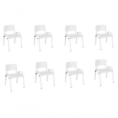 Imagem de Kit 8 Cadeira Iso Infantil Creche, Escola Base Branco Branco
