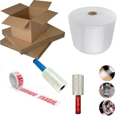 Imagem de kit mudança completo caixa reforçadas ,fita cuidado fragil ,plastico b