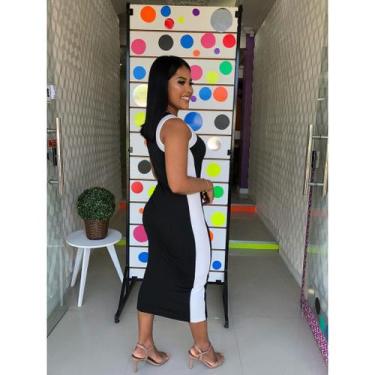 Imagem de vestido feminino mid tubinho faixa na lateral malha canela tendencia -