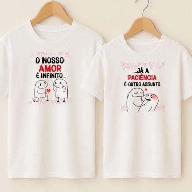 Imagem de Camiseta Algodão Casal Estampa O Nosso Amor É Infinito Meme Engraçado 