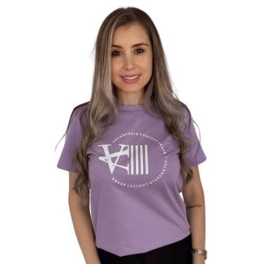 Imagem de Camiseta T-Shirt Lilás 100% Algodão Estampa Grande Branca Valansuelo, 