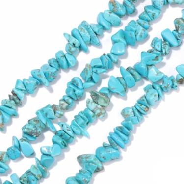 Imagem de Contas de pedra irregulares turquesa natural de 5 a 8 mm para fazer joias faça você mesmo, colar, pulseira, brinco, suprimentos de artesanato, pingentes sortidos de 76 a 83 cm