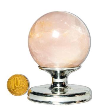 Imagem de 01 Esfera Quartzo Rosa Natural 200 a 300g 5 a 6cm Classe C - Cristaisd