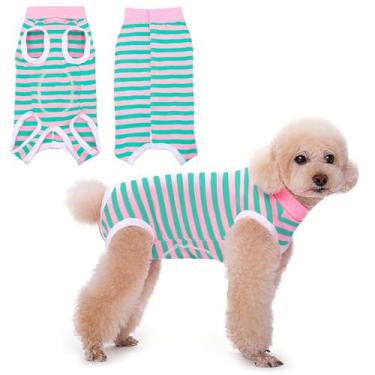 Imagem de Coppthinktu Traje de recuperação para cães após a cirurgia, macacão de recuperação de cirurgia para fêmea, macacão de pijama cirúrgico macio para filhotes para evitar lamber o cone alternativo