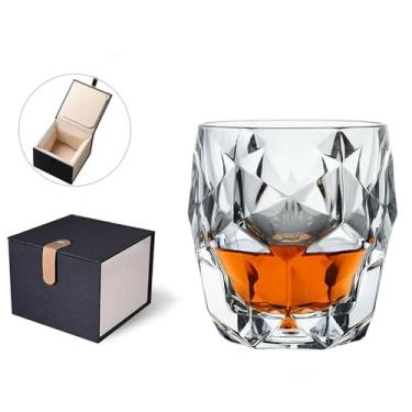 Imagem de ARGUMENTATION Copo de uísque antiquado com caixa de luxo - Conjunto de vinho de vidro de corte geométrico de 293 ml, adequado para uísque escocês, bourbon, bebidas espirituosas e coquetéis (geometria)