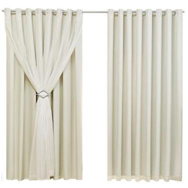 Imagem de Cortina Blackout 7,00m X 2,40m Sala Quarto Tecido Com Voil + Presilha 