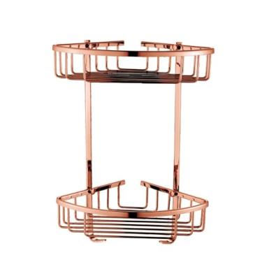 Imagem de Ferragens para banheiro em ouro rosa antigo – Argola para toalhas em latão maciço, gancho para roupão – Suporte de parede, prateleira 2