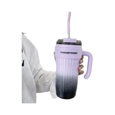 Imagem de Garrafa Térmica De Aço Inoxidável De Grande Capacidade Com Canudo E Al