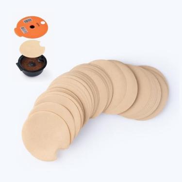 Imagem de YUYUEMI 100 filtros de papel de café descartáveis, filtro de café redondo não branqueado marrom natural compatível com máquina de café Bosch