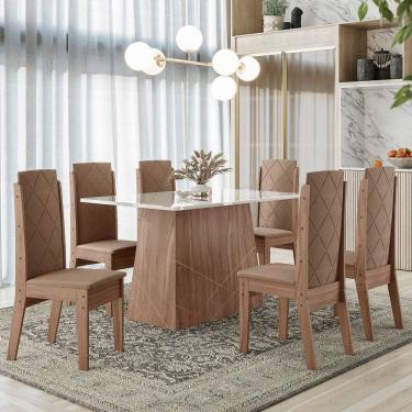 Imagem de Conjunto Sala de Jantar Luanda 1,35 com 6 Cadeiras Amendoa 73B