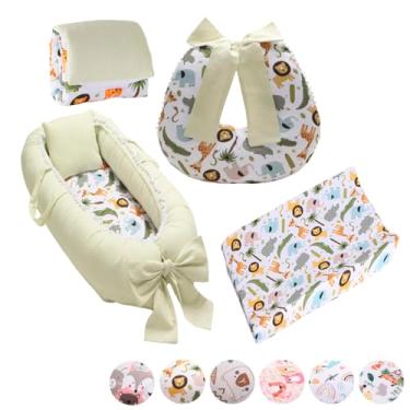 Imagem de Kit Ninho Redutor Bebê + Almofada Amamentação + Trocador Anatômico Impermeável + Trocador Portátil Menina Menino(FLORESTA)