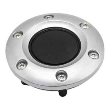 Imagem de SYOWADA Capa de buzina de volante de carro de 85 mm, placa de buzina de volante universal de 6 parafusos capa de buzina de volante redonda para carro automotivo (prata)