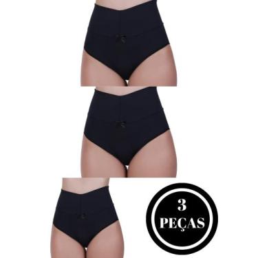 Imagem de Kit 3 Calcinha Cós Alto Segura Barriga Tanga Modeladora Pós Parto - c1