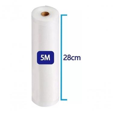 Imagem de 4 Rolos Bobinas De Saco 28Cm X 5M Embalagem Ranhuras