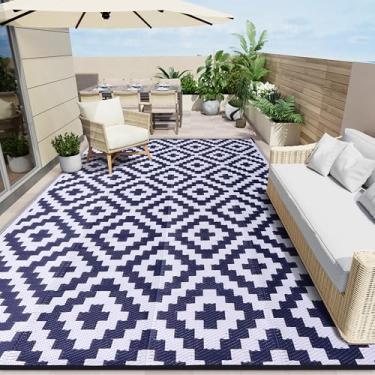 Imagem de Tapete impermeável para áreas externas OLANLY 3 x 4 m, tapete de palha de plástico para áreas externas, para camping, tapete para trailers, tapete para áreas internas e externas, para varanda, deck